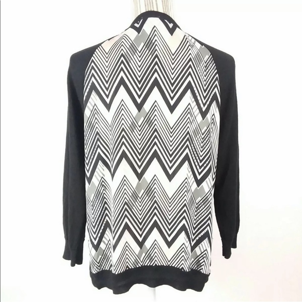 Chico’s 2 Black Chevron Open Front Cardigan